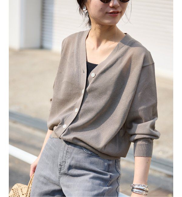 SLOBE IENA「《追加2》リネン混シアーカーディガン」|カーディガン|