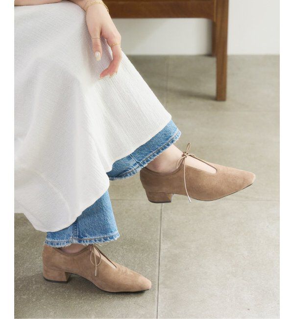  「3.5cmレザーレースアップパンプス」|パンプス|ベージュ
