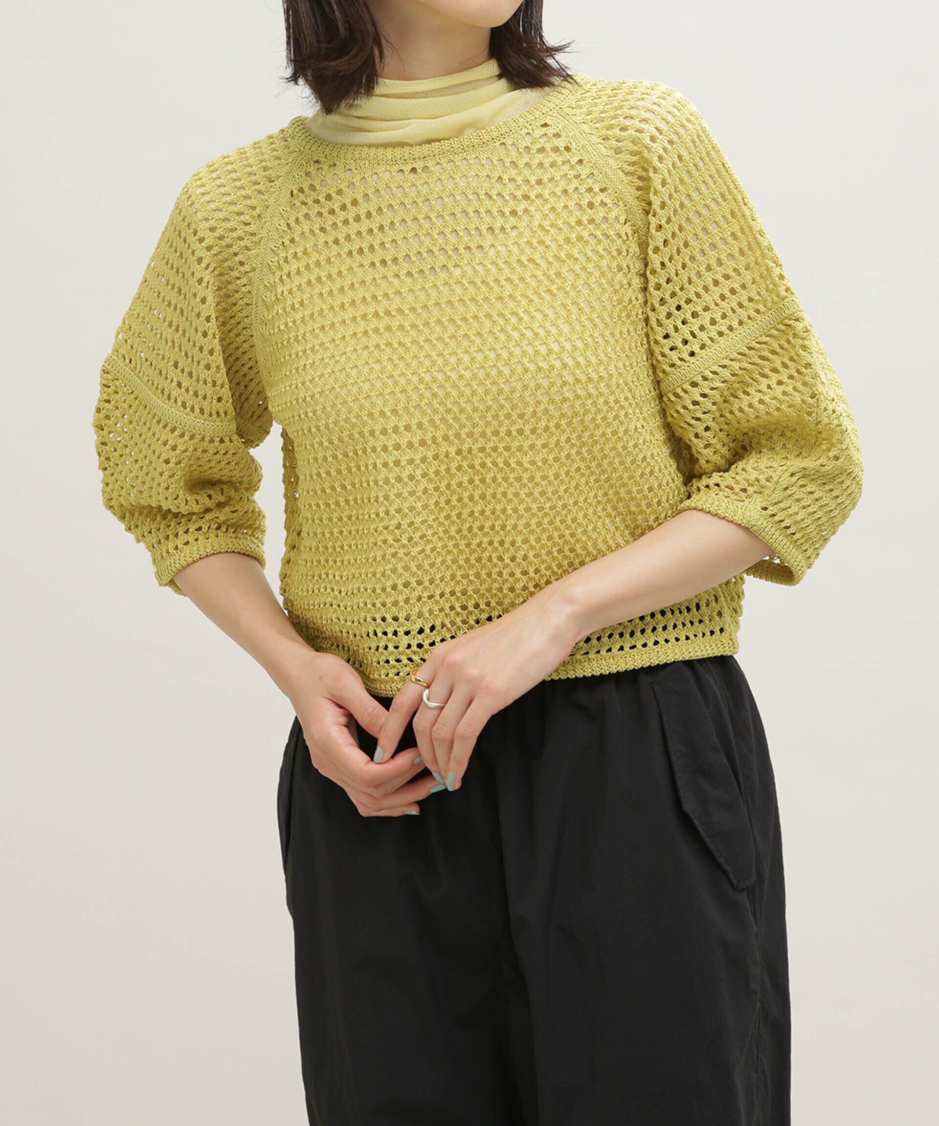 nano･universe「LB.03/メッシュニット2wayトップス」|ニット・セーター|L.イエロー1