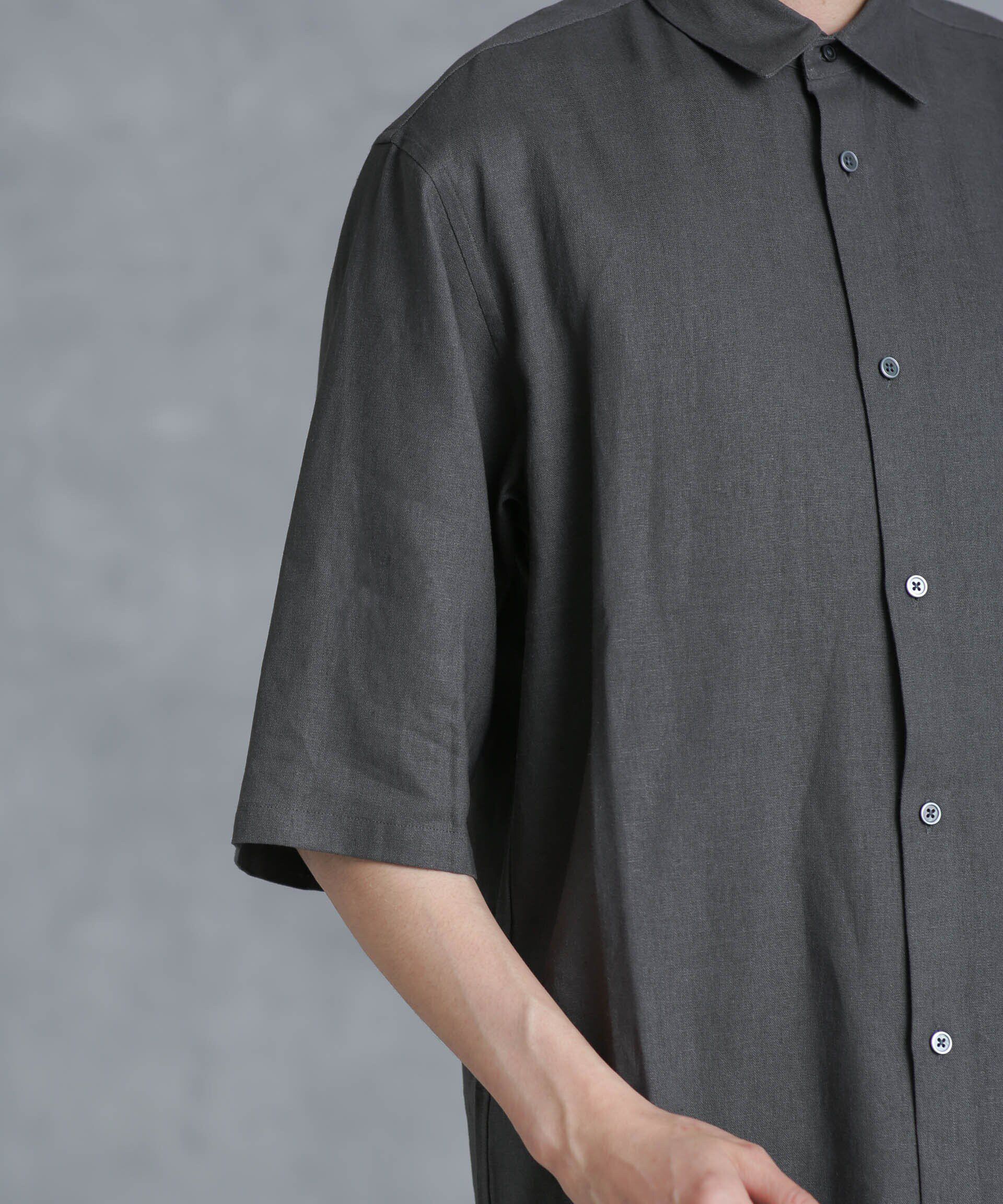 nano･universe「フレンチリネンレギュラーカラーシャツ 7分袖」|シャツ・ブラウス|