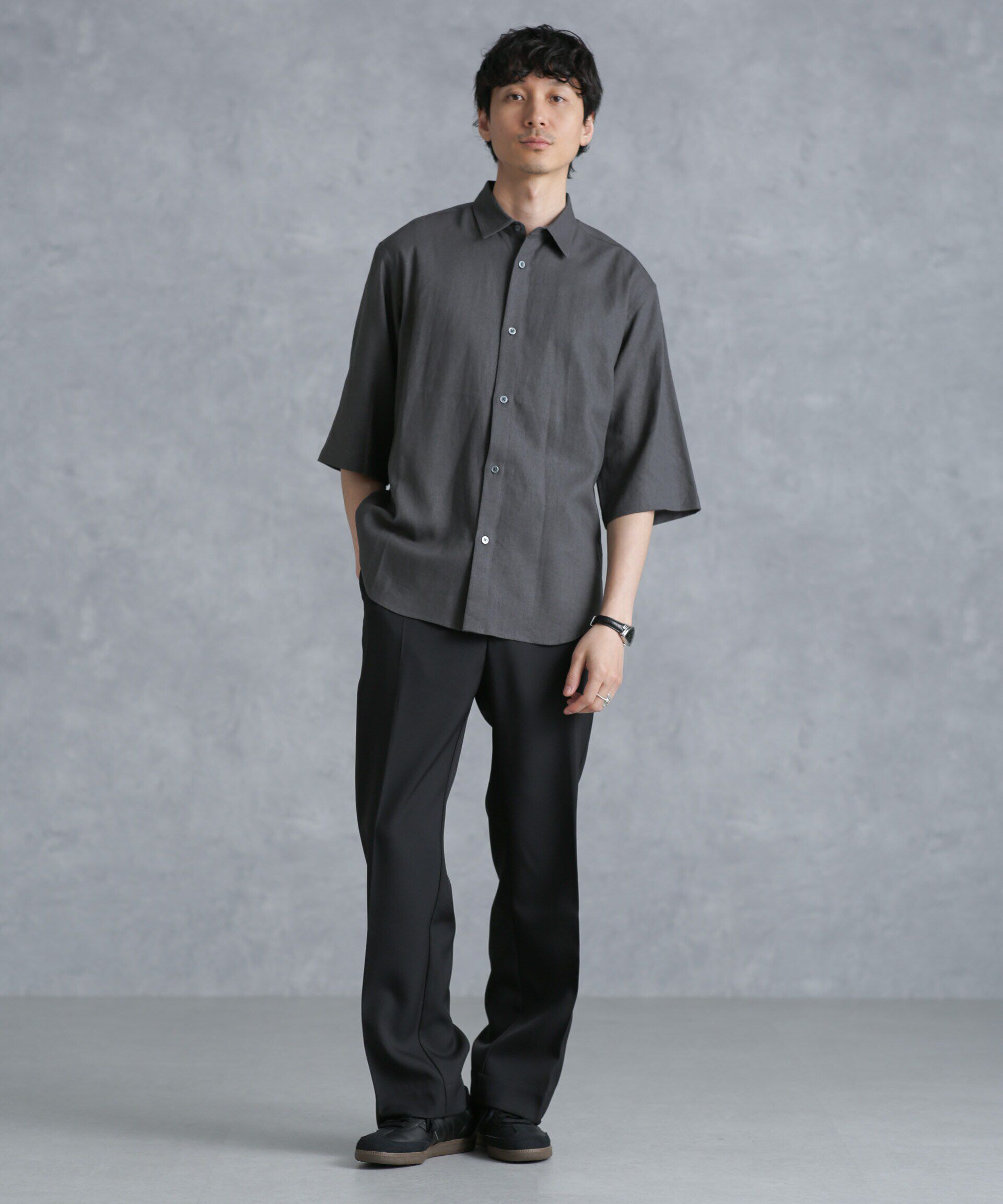 nano･universe「フレンチリネンレギュラーカラーシャツ 7分袖」|シャツ・ブラウス|