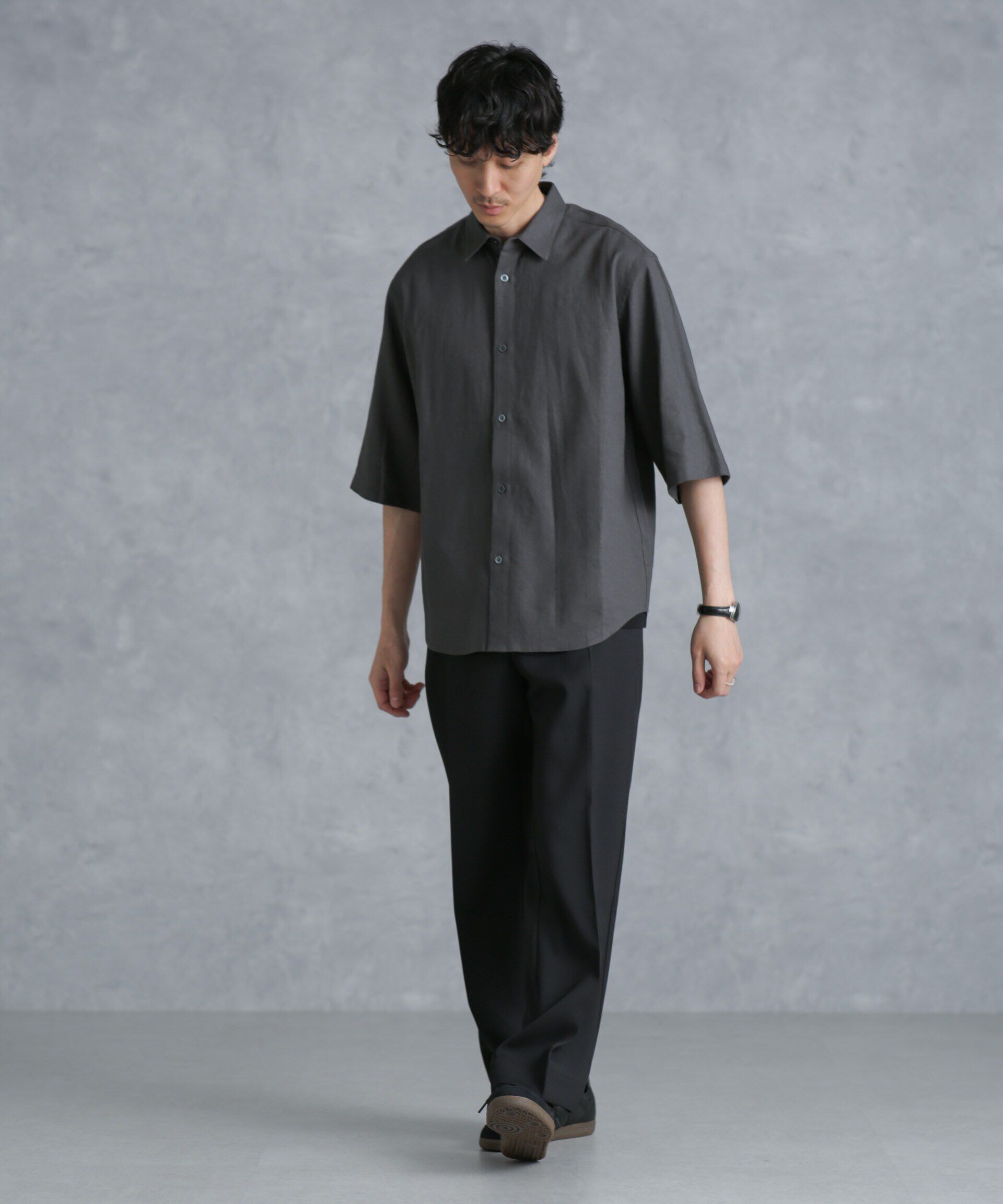 nano･universe「フレンチリネンレギュラーカラーシャツ 7分袖」|シャツ・ブラウス|