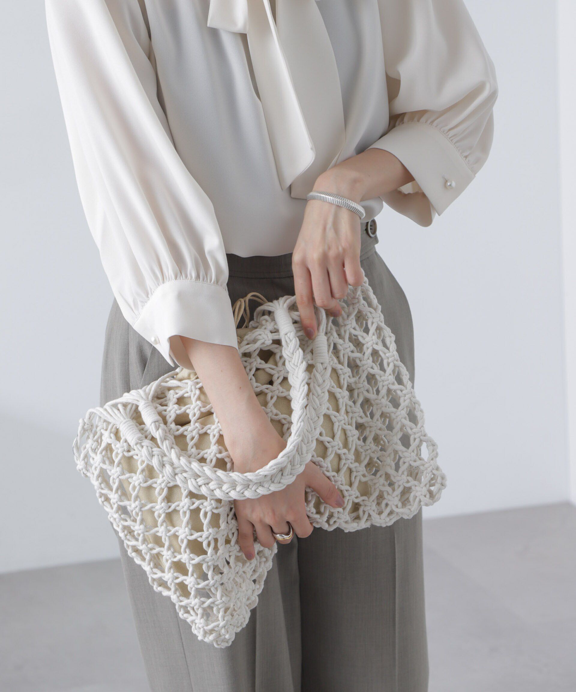 nano･universe「インポーチ付きマクラメバッグ」|ショルダー・メッセンジャー|アイボリー7