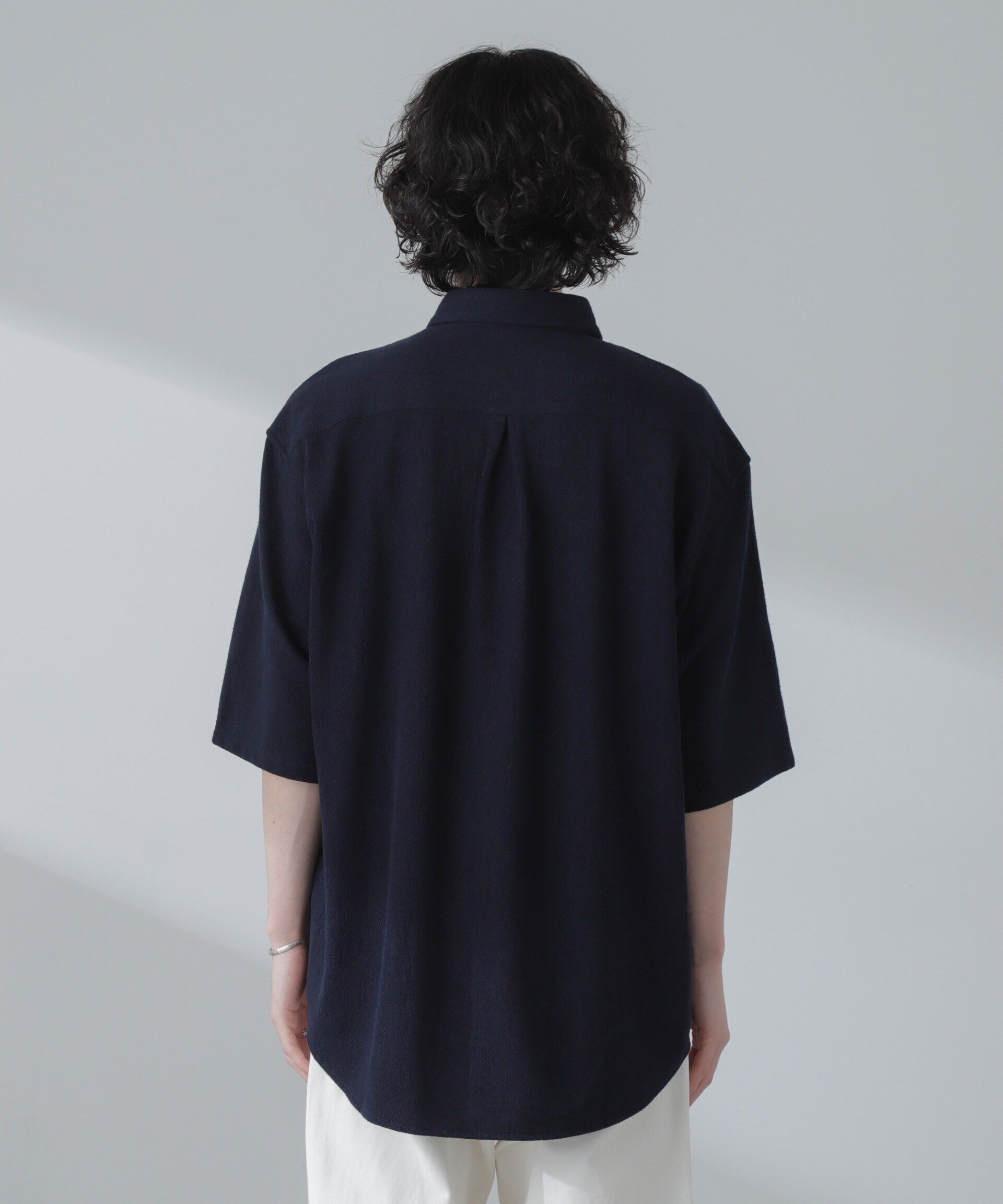 nano･universe「ヘリンボーン起毛シャツ 半袖(セットアップ可)」|シャツ・ブラウス|