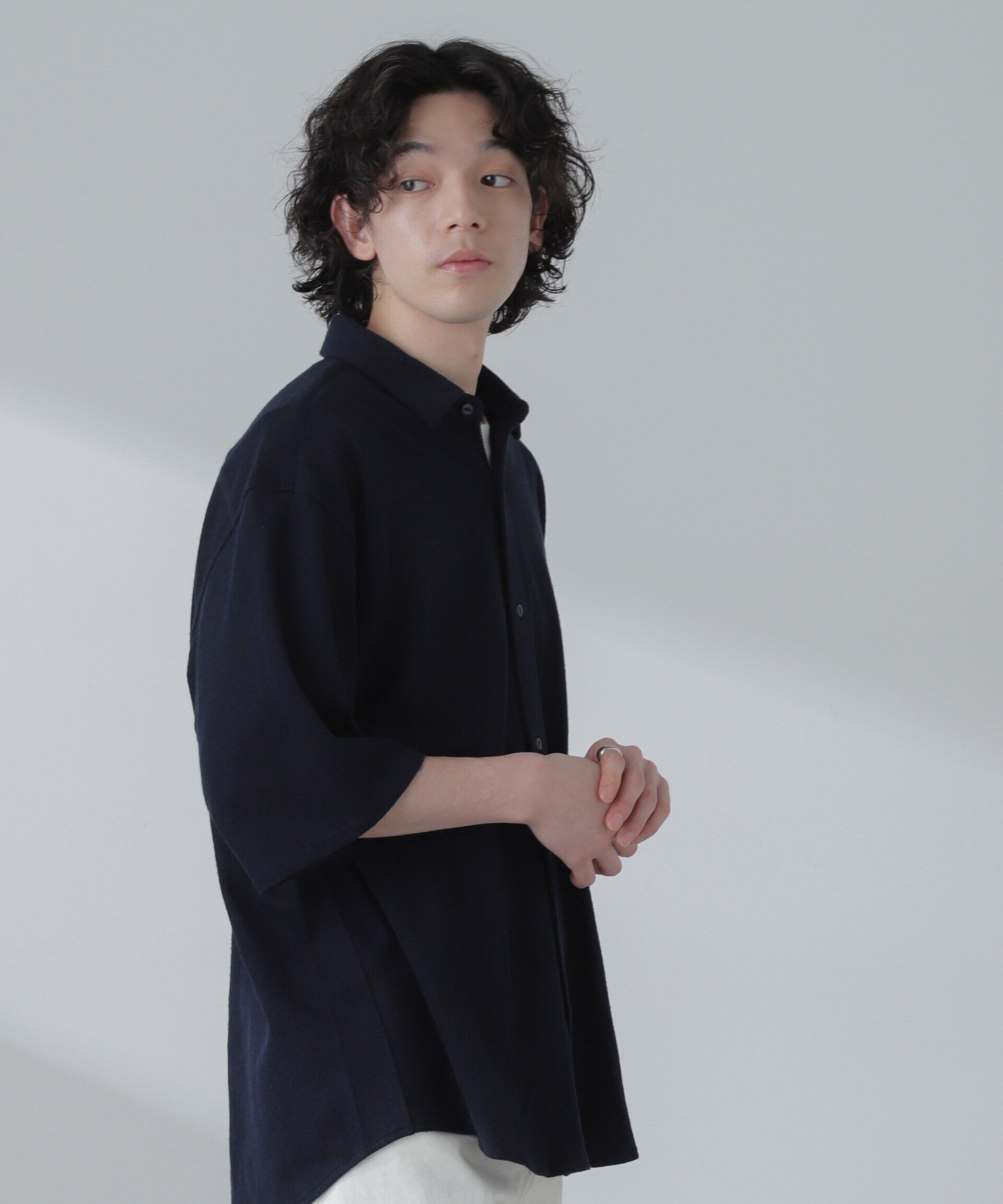 nano･universe「ヘリンボーン起毛シャツ 半袖(セットアップ可)」|シャツ・ブラウス|