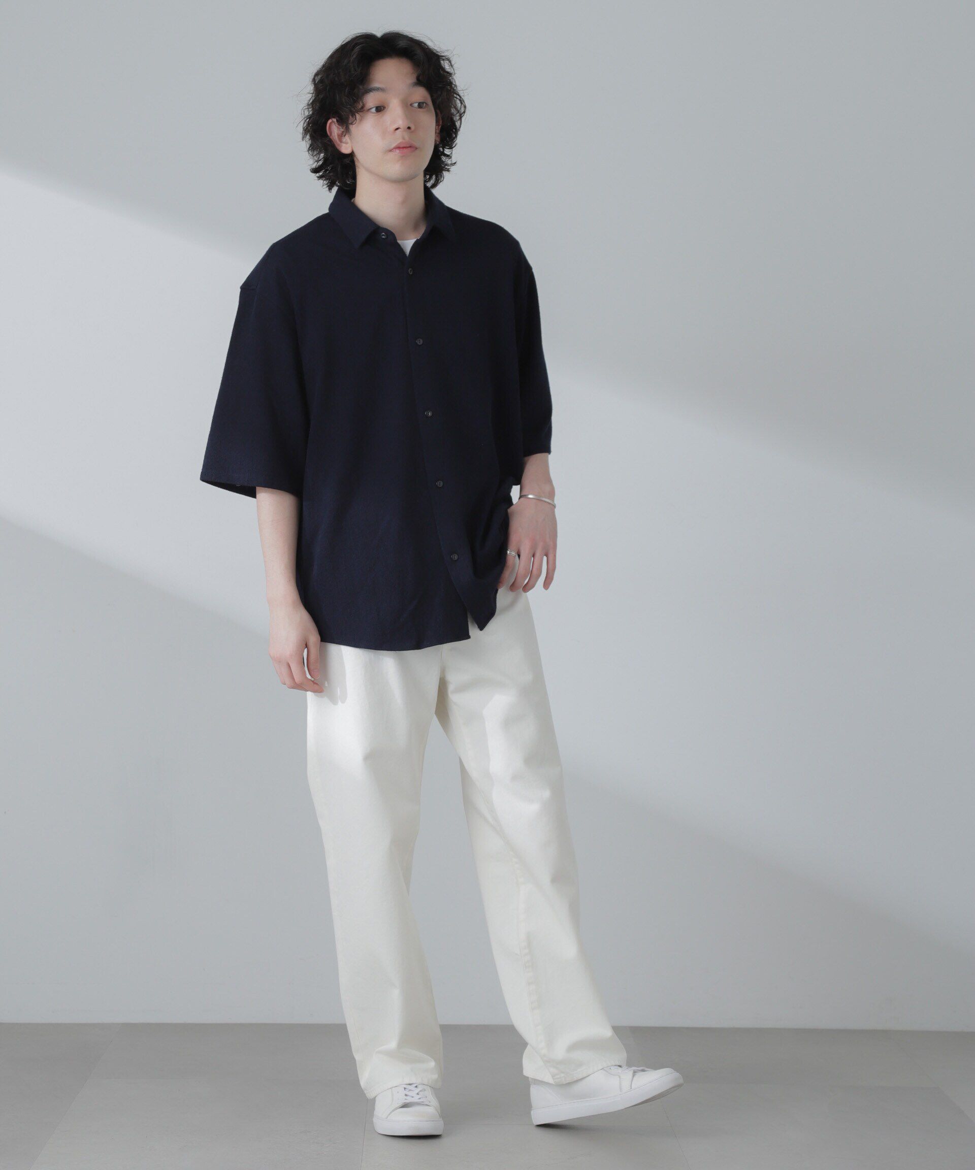 nano･universe「ヘリンボーン起毛シャツ 半袖(セットアップ可)」|シャツ・ブラウス|