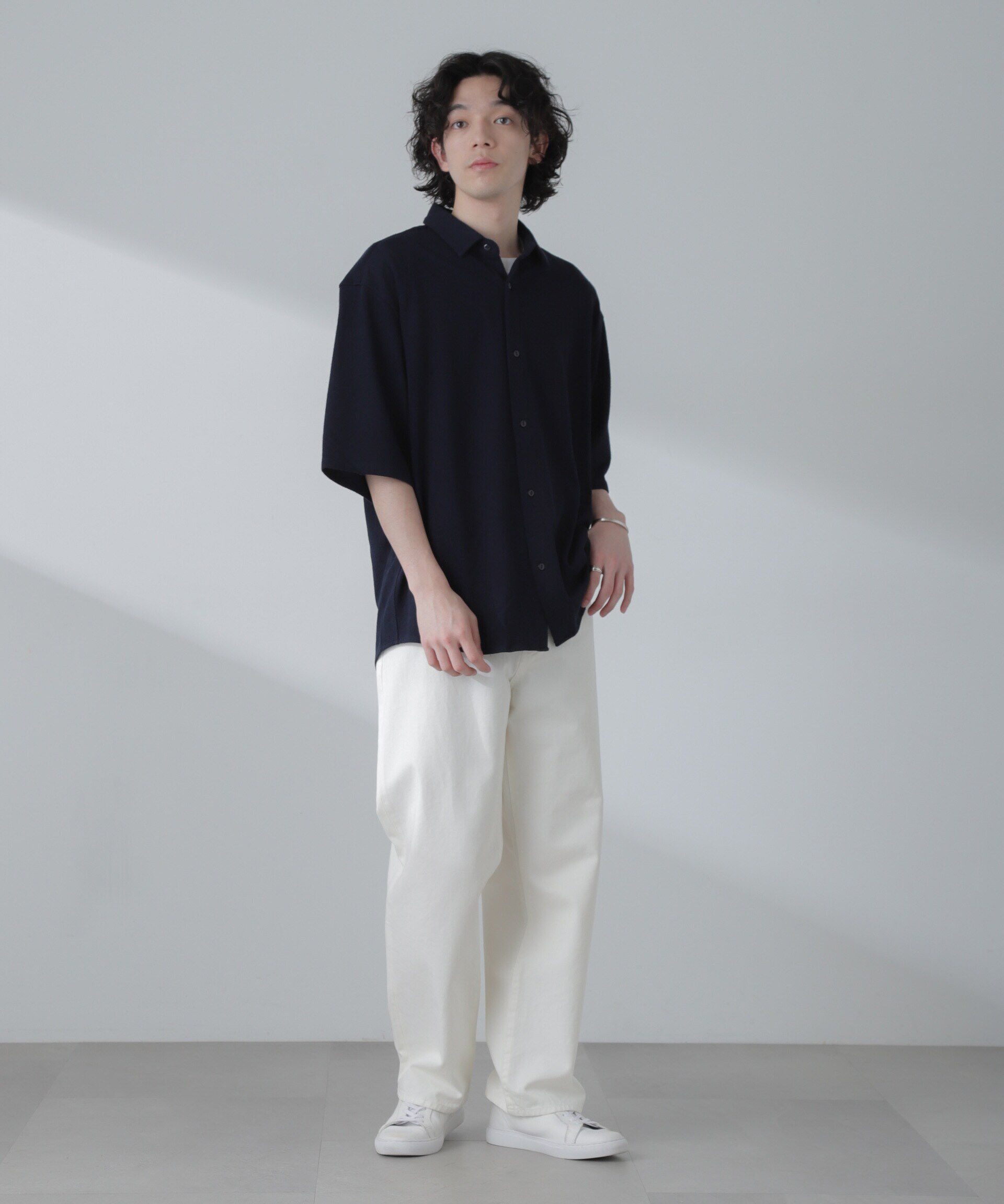 nano･universe「ヘリンボーン起毛シャツ 半袖(セットアップ可)」|シャツ・ブラウス|