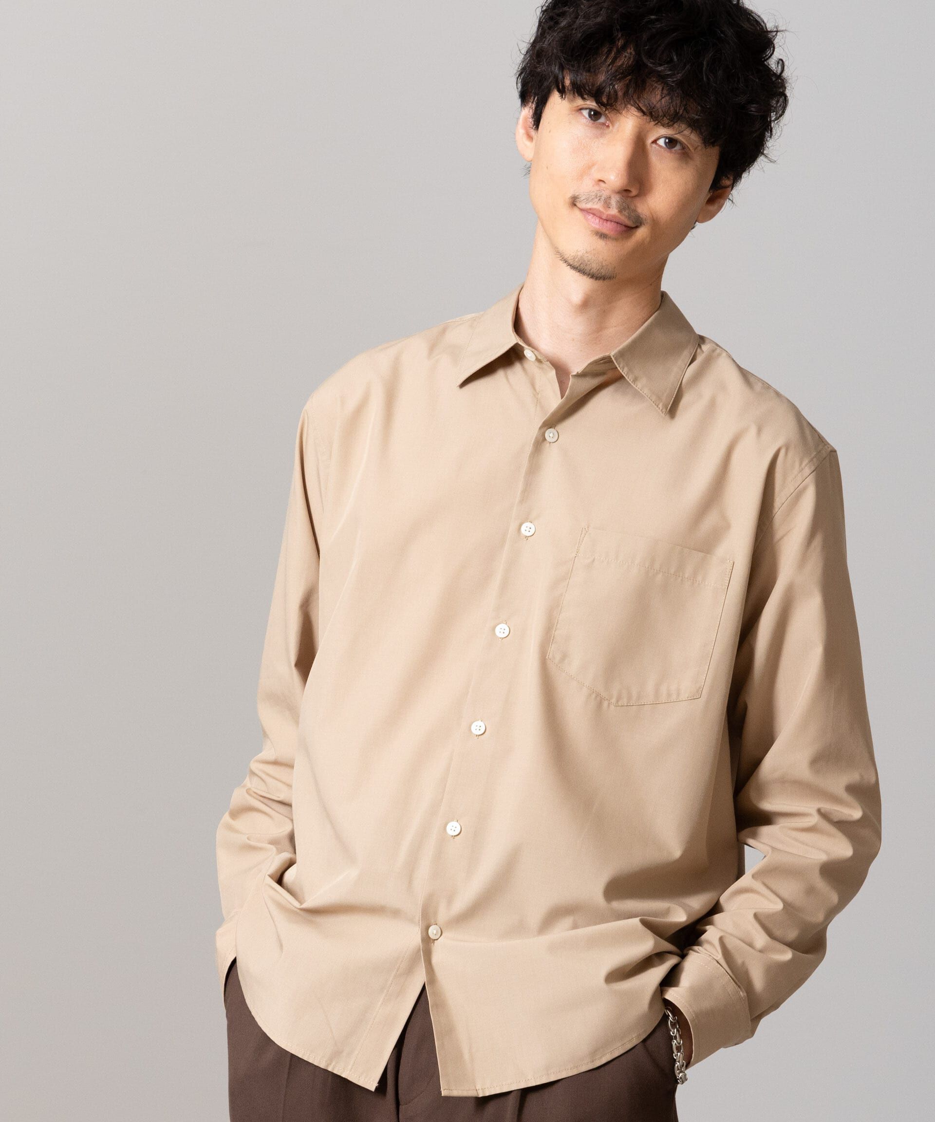 nano･universe「バンブーフォート レギュラーカラーシャツ」|シャツ・ブラウス|ベージュ