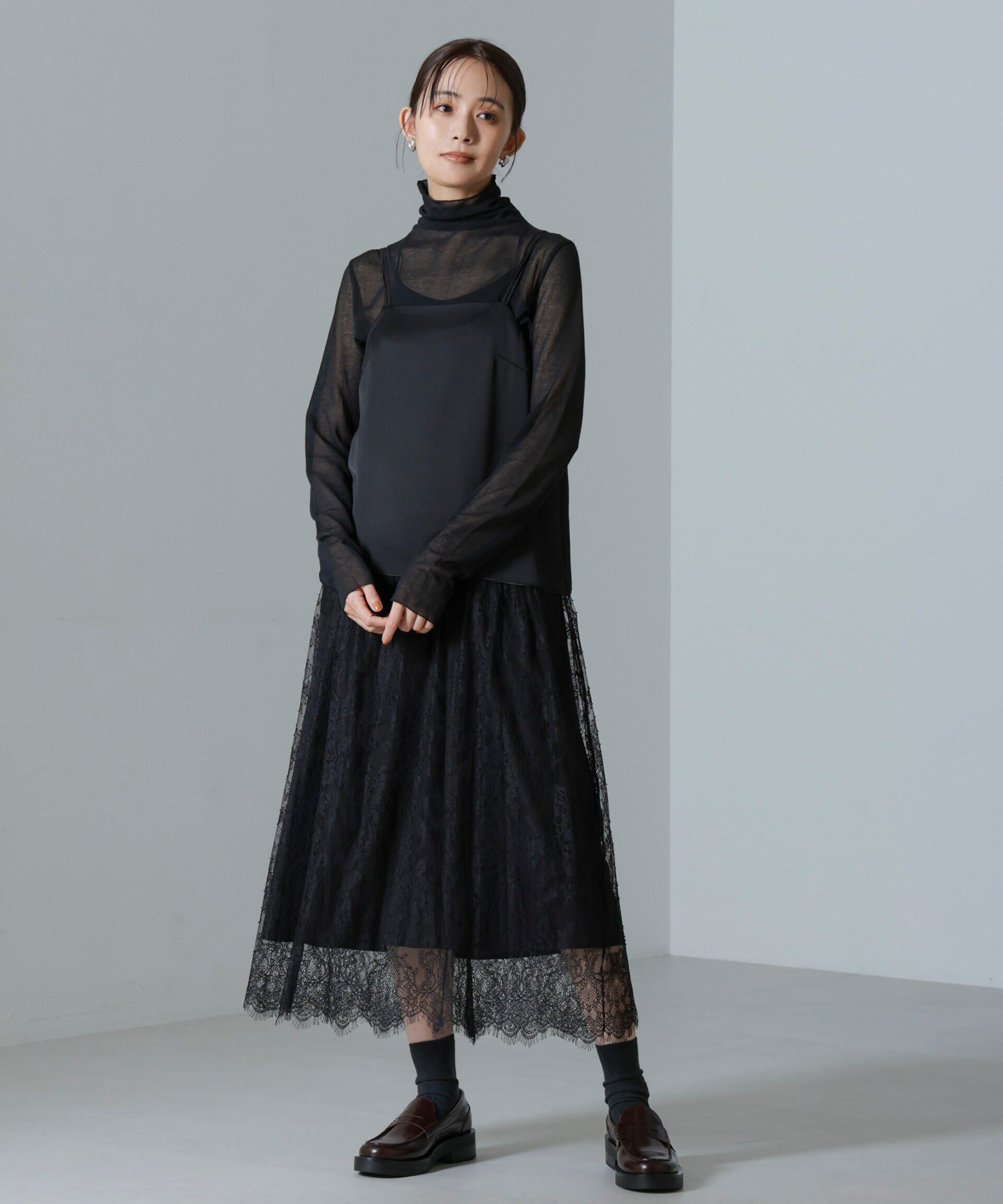 nano･universe「レース切り替えサテンキャミワンピース」|ワンピース|