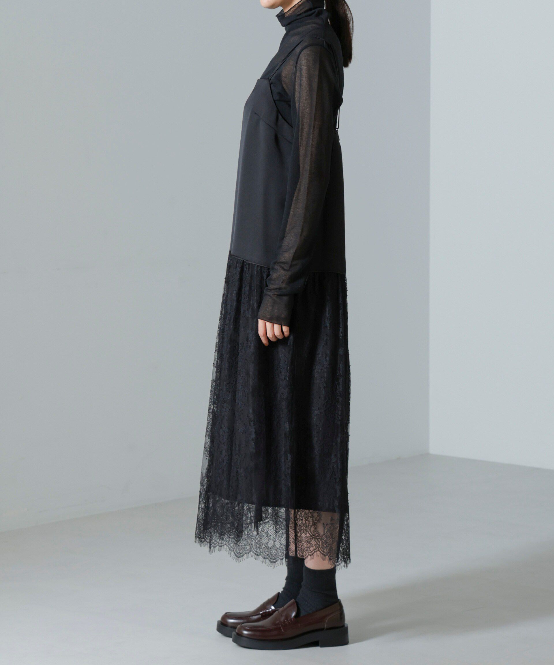 nano･universe「レース切り替えサテンキャミワンピース」|ワンピース|