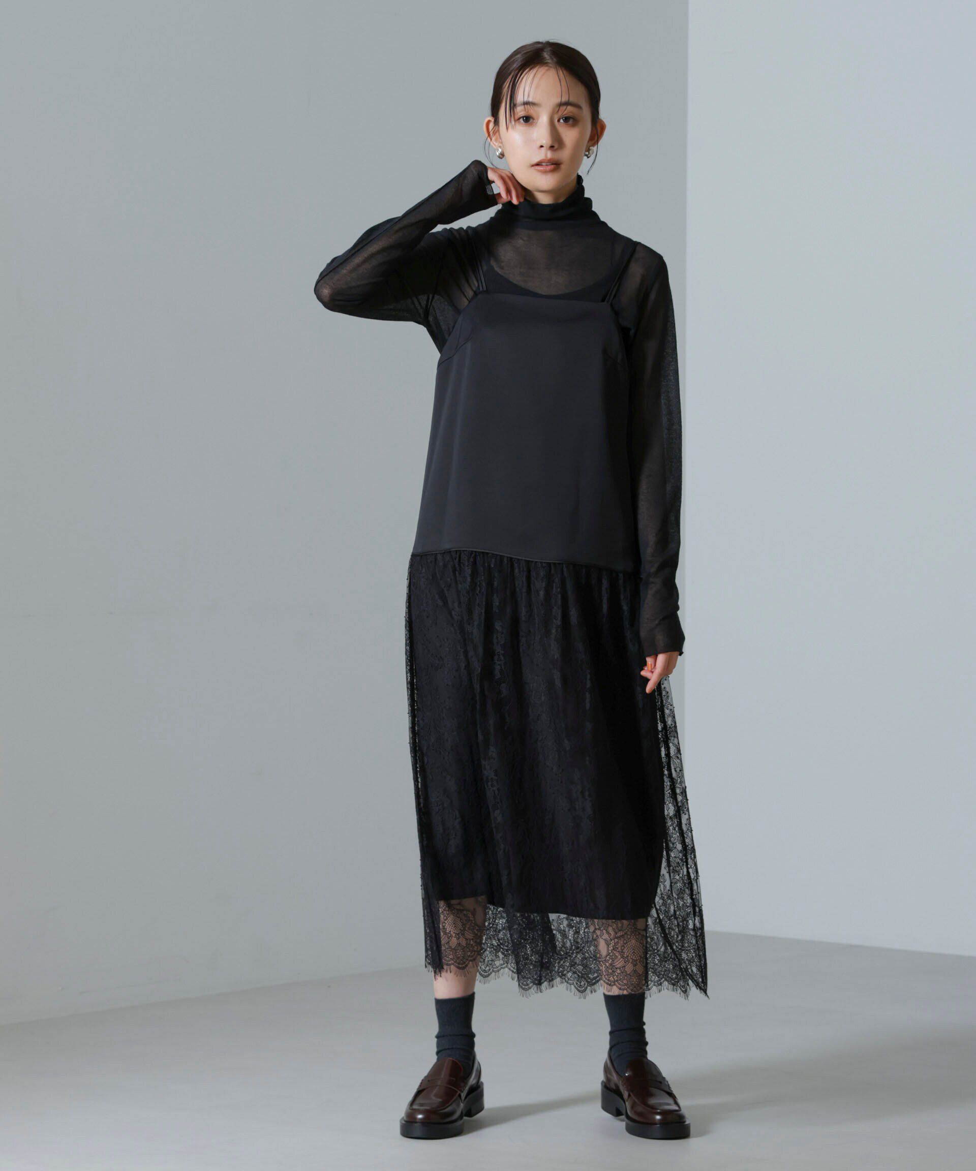 nano･universe「レース切り替えサテンキャミワンピース」|ワンピース|