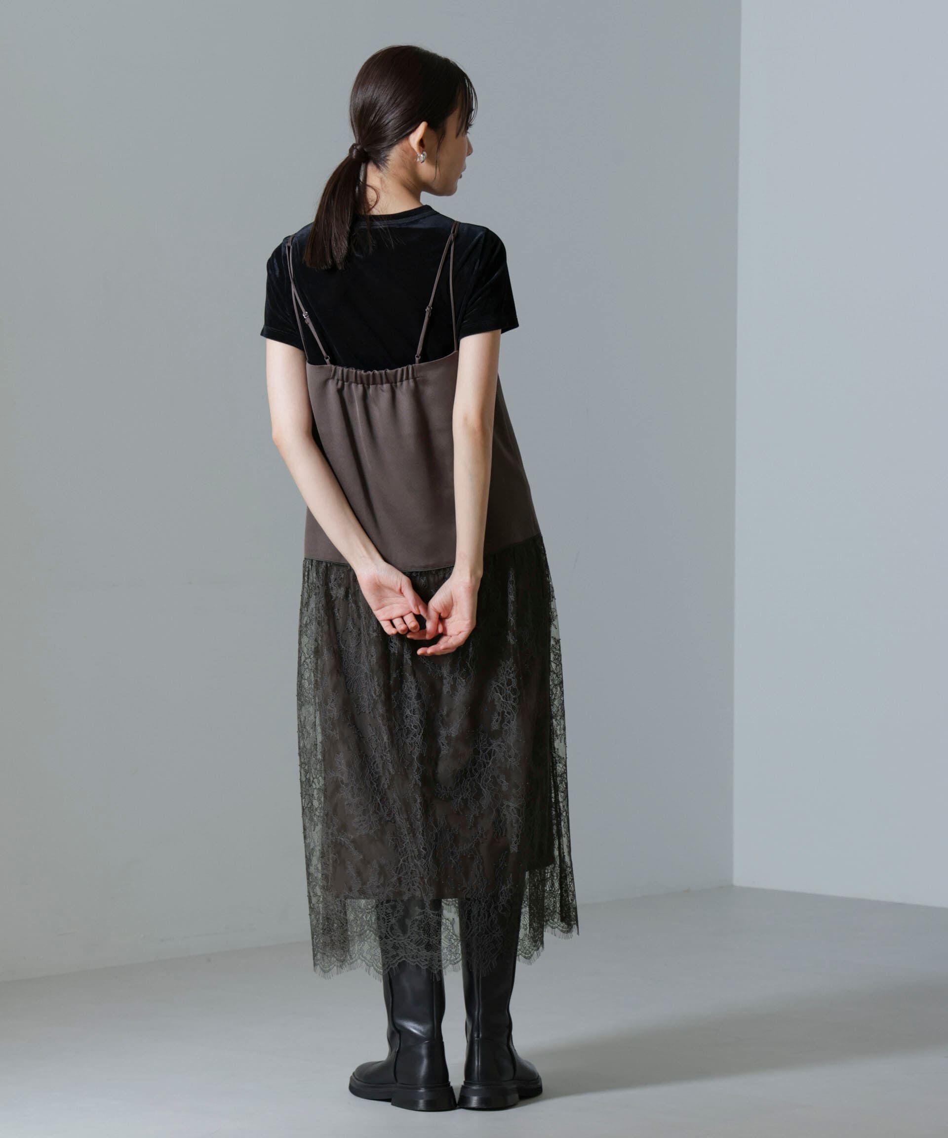 nano･universe「レース切り替えサテンキャミワンピース」|ワンピース|