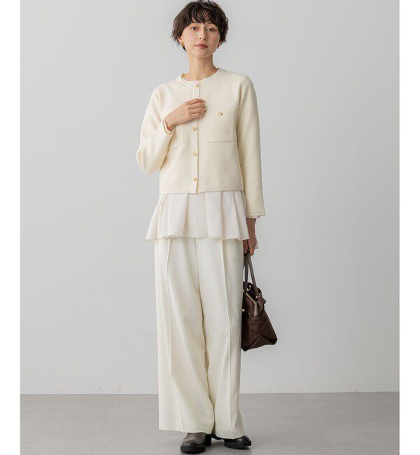 23区「【洗える】ベロアニット カーディガン」|カーディガン|