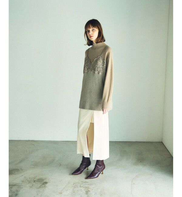 GRACE CONTINENTAL「レースビスチェニットトップ」|ニット・セーター|ベージュ