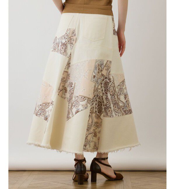 GRACE CONTINENTAL「スカーフコンビデニムスカート」|スカート|