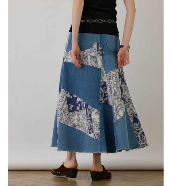 GRACE CONTINENTAL「スカーフコンビデニムスカート」|スカート|