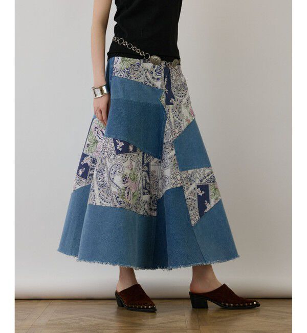 GRACE CONTINENTAL「スカーフコンビデニムスカート」|スカート|