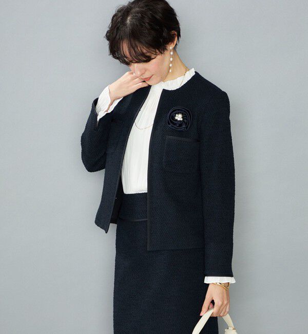NOLLEY'S「《セットアップ対応》コンパクトインレイクルーネックジャケット」|ノーカラージャケット|