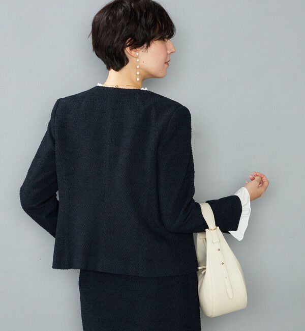 NOLLEY'S「《セットアップ対応》コンパクトインレイクルーネックジャケット」|ノーカラージャケット|