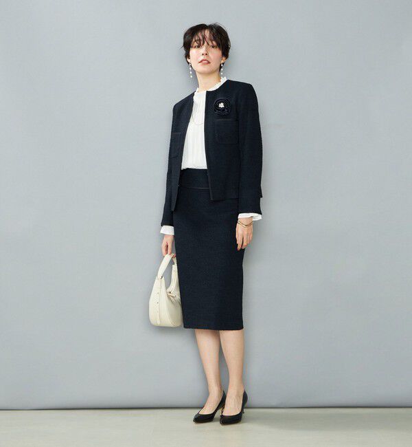 NOLLEY'S「《セットアップ対応》コンパクトインレイクルーネックジャケット」|ノーカラージャケット|