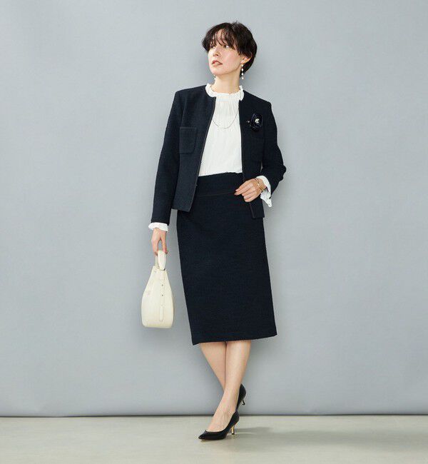 NOLLEY'S「《セットアップ対応》コンパクトインレイクルーネックジャケット」|ノーカラージャケット|