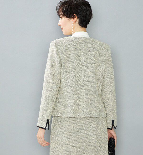 NOLLEY'S「《セットアップ対応》コンパクトインレイクルーネックジャケット」|ノーカラージャケット|