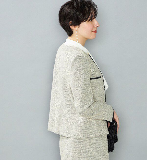 NOLLEY'S「《セットアップ対応》コンパクトインレイクルーネックジャケット」|ノーカラージャケット|