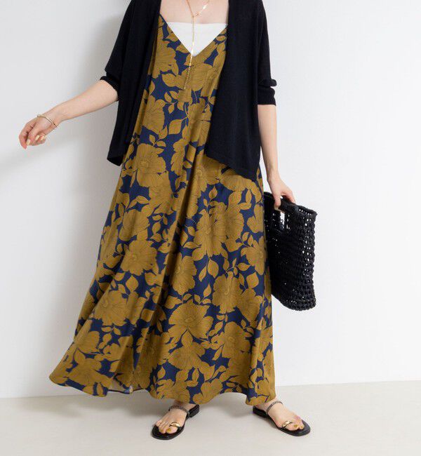 NOLLEY'S「フラワープリント＆ムジキャミワンピース」|ワンピース|