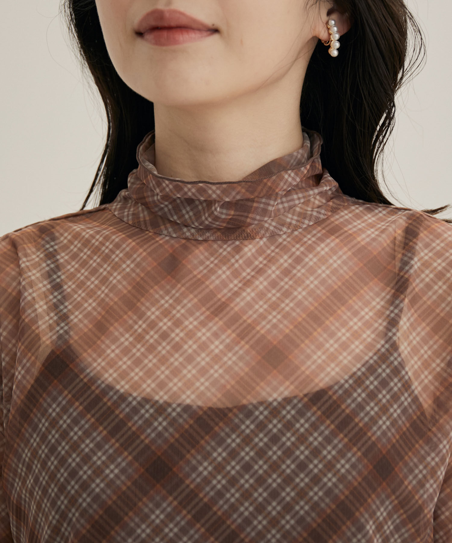 VIS「【程よい透け感】チェック＆花柄＆無地シアーインナー」|Tシャツ・カットソー|