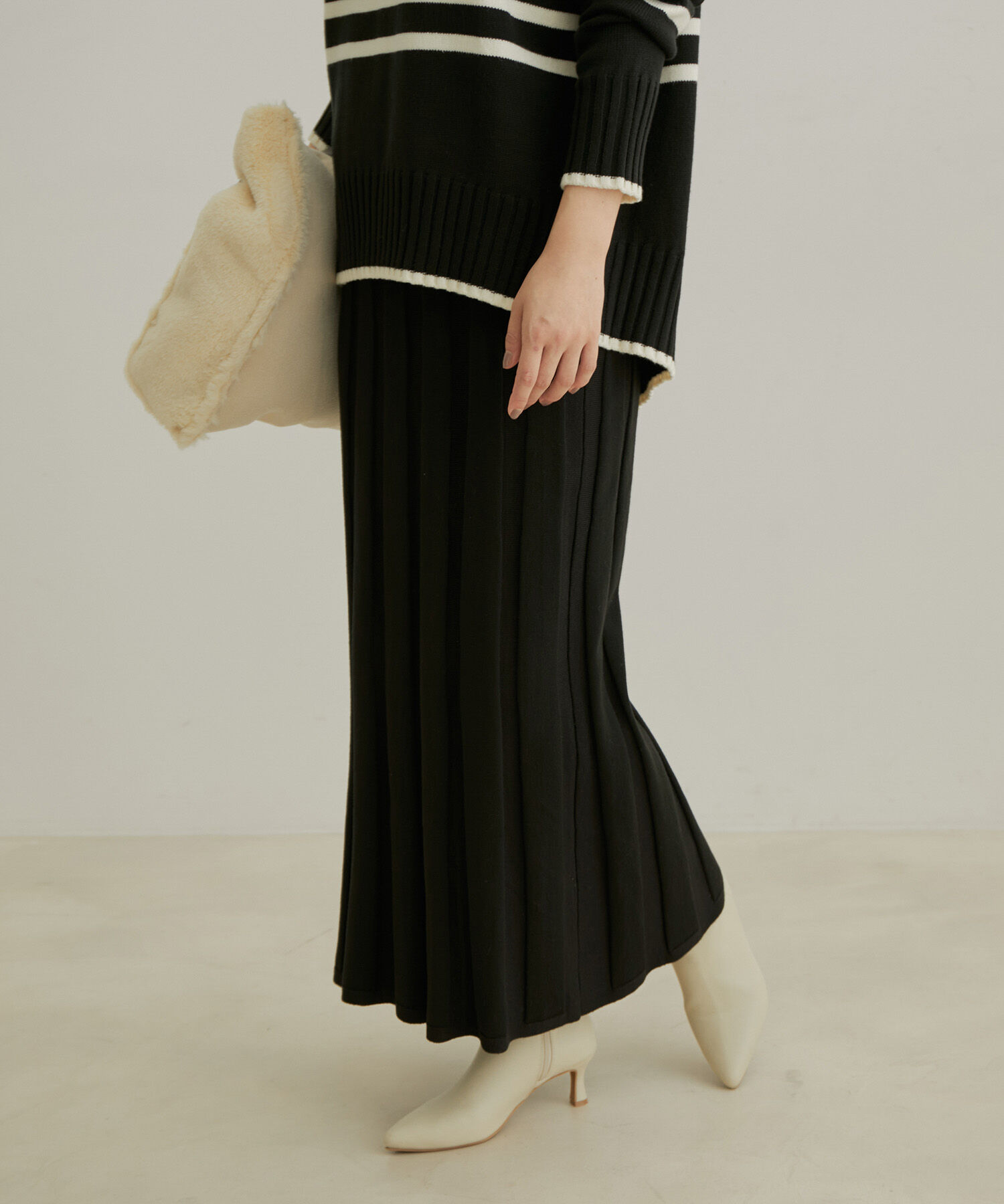 VIS「【セットアップ対応】【洗える】プリーツニットスカート」|スカート|