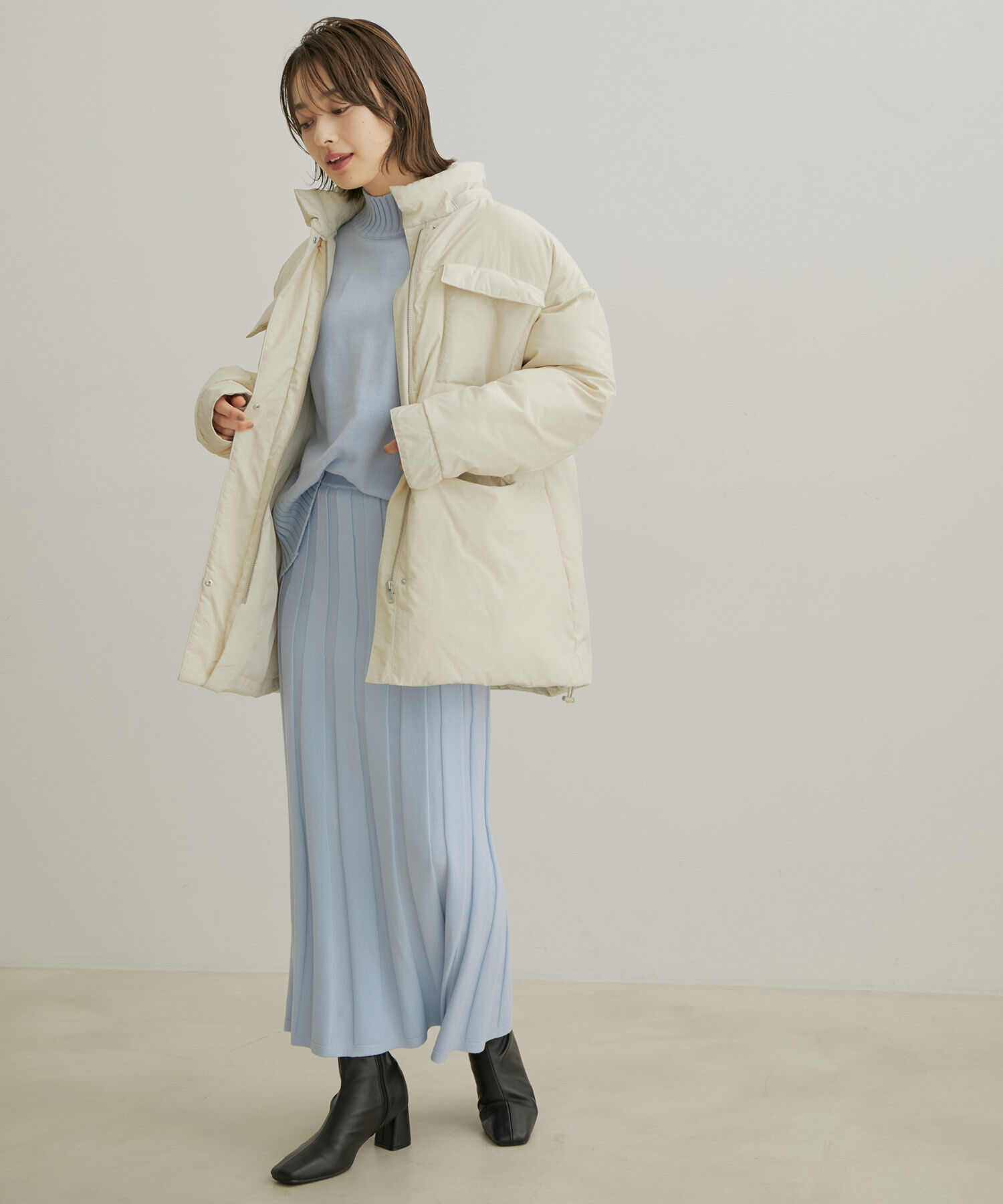 VIS「【セットアップ対応】【洗える】プリーツニットスカート」|スカート|