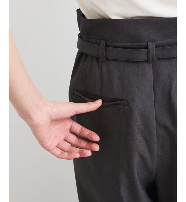 VIS「【新色追加】【防シワ/接触冷感】ベルトディテールタックワイドスラックスパンツ」|スラックス|