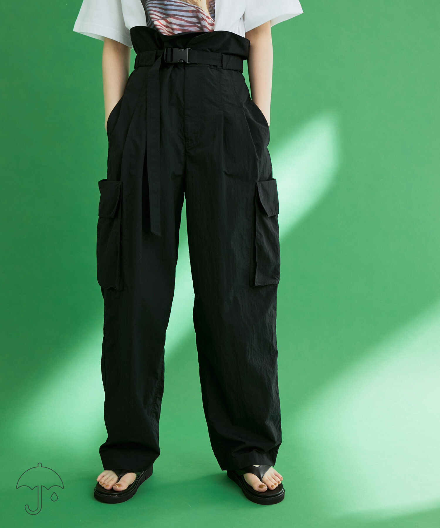 ADAM ET ROPE'「〈追加〉【サステナブル・晴雨兼用】リサイクルナイロンワークパンツ」|その他|ブラック(01)