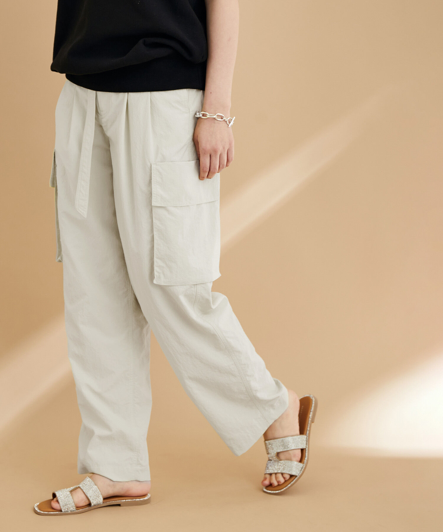 ADAM ET ROPE'「〈追加〉【サステナブル・晴雨兼用】リサイクルナイロンワークパンツ」|その他|ホワイト系(11)