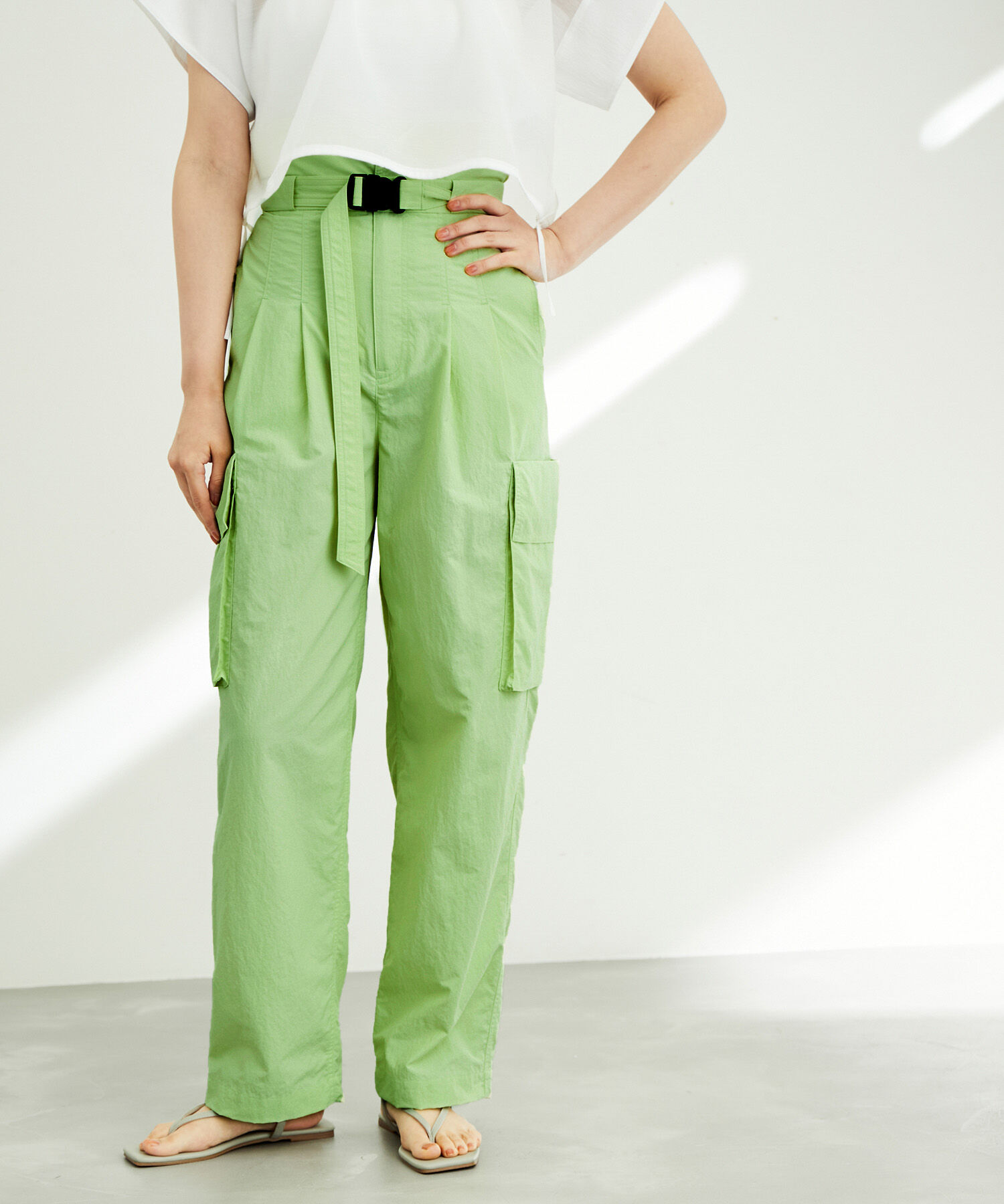 ADAM ET ROPE'「〈追加〉【サステナブル・晴雨兼用】リサイクルナイロンワークパンツ」|その他|キミドリ(34)