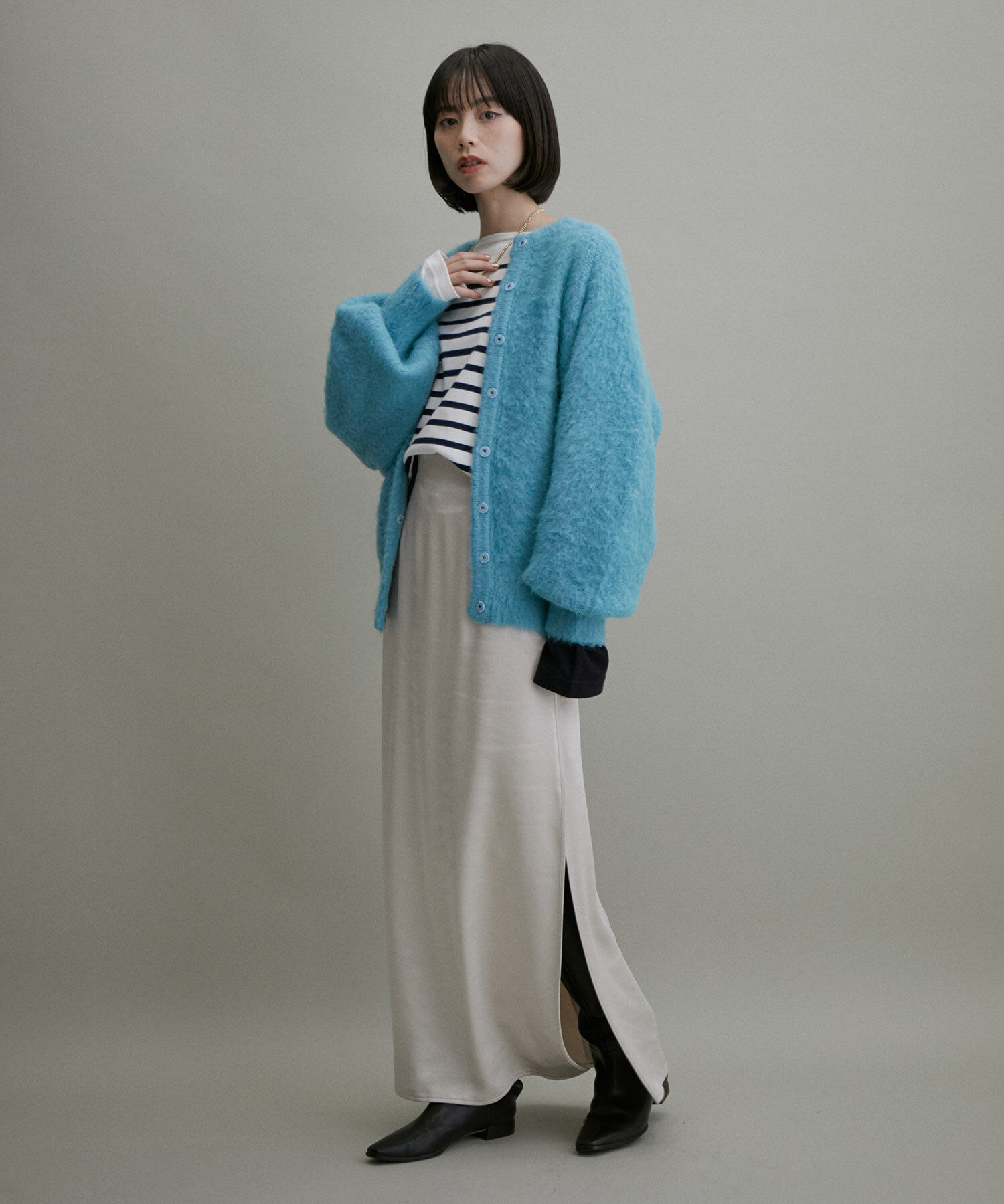 ADAM ET ROPE'「【WEB限定(一部店舗展開あり)】ファーニットミドルカーディガン」|カーディガン|