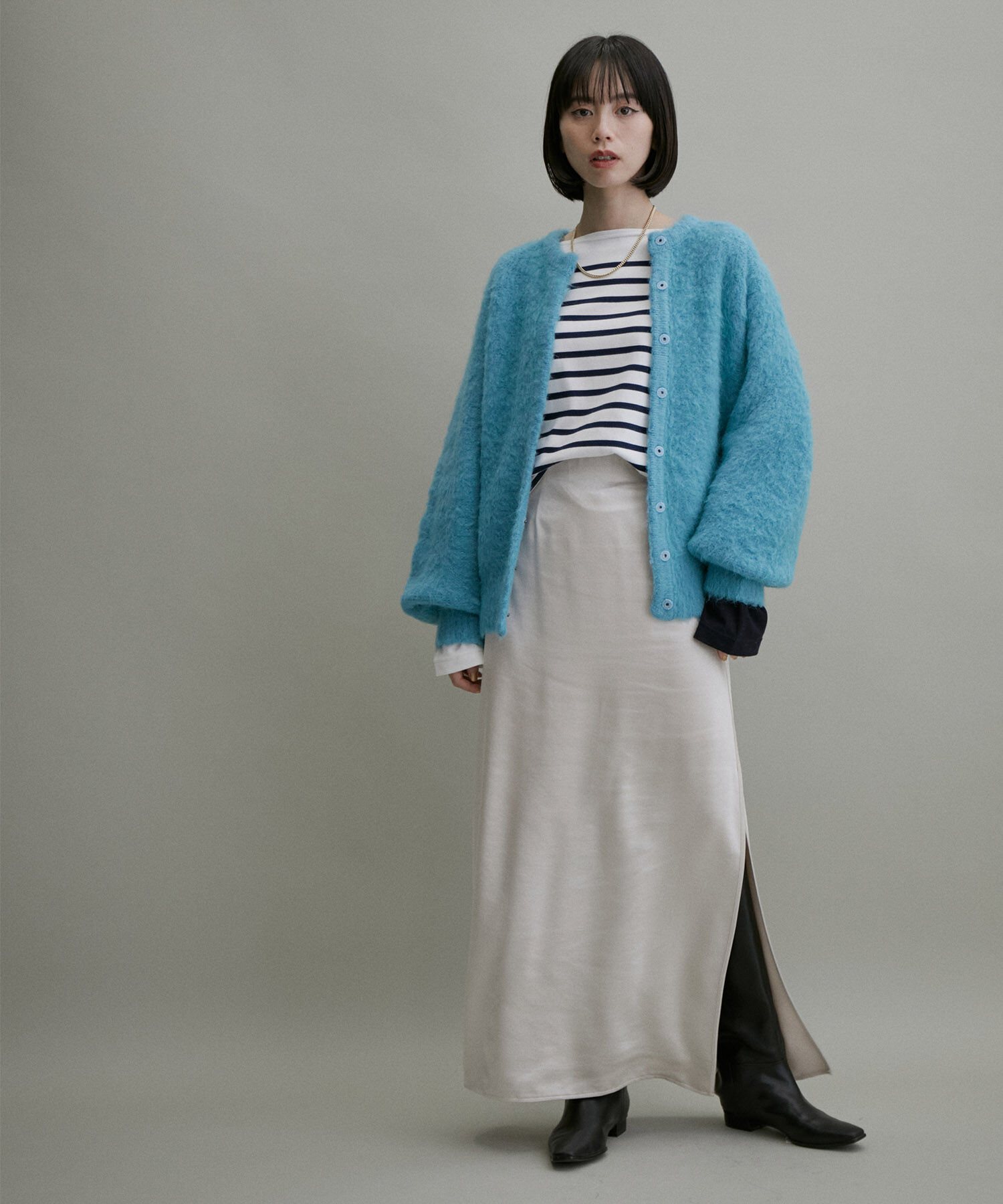 ADAM ET ROPE'「【WEB限定(一部店舗展開あり)】ファーニットミドルカーディガン」|カーディガン|