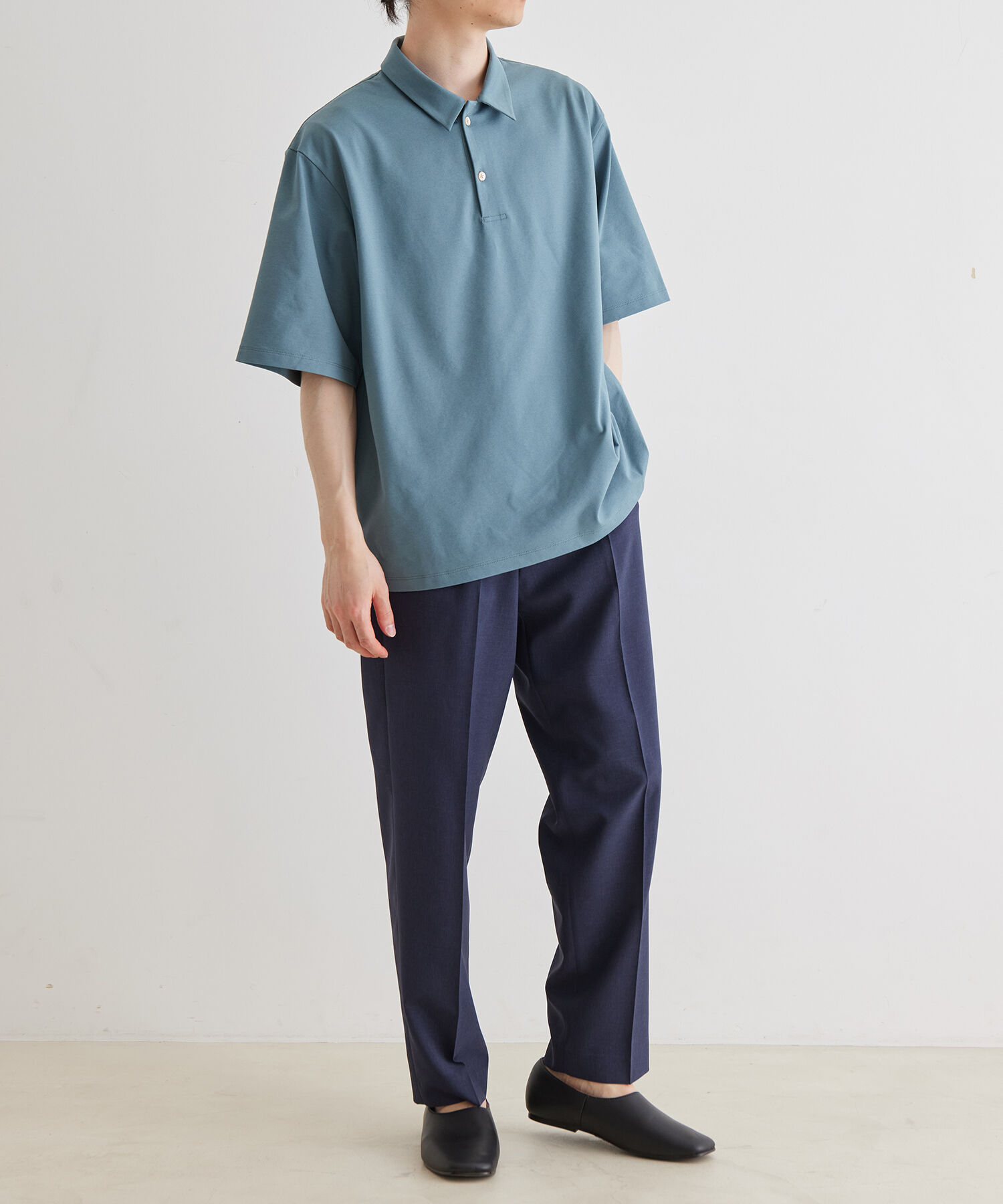 ADAM ET ROPE'「ボックスシルエット ジャージー ポロシャツ / イージーケア / ユニセックス / 吸水速乾」|ポロシャツ|