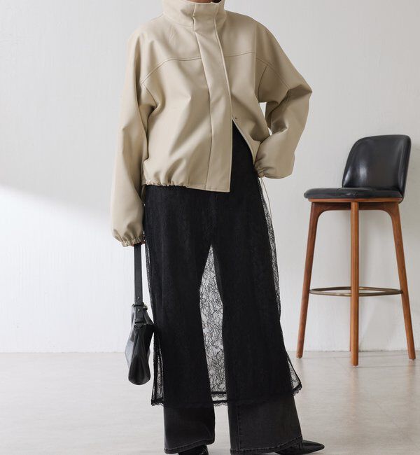  「レザータッチスタンドブルゾン」|ベスト・ジレ|