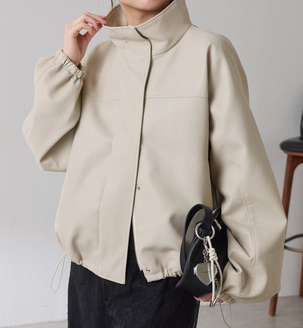  「レザータッチスタンドブルゾン」|ベスト・ジレ|
