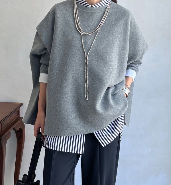  「【新色追加/チクチクしないニット】ポンチョニット」|ニット・セーター|