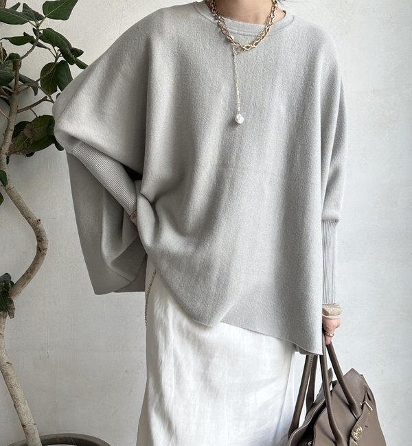  「【新色追加/チクチクしないニット】ポンチョニット」|ニット・セーター|