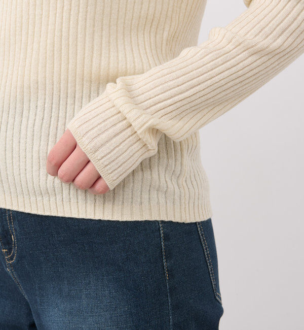  「《大人カジュアルに◎さりげない輝き》プチスパンコールリブニット」|シャツ・ブラウス|