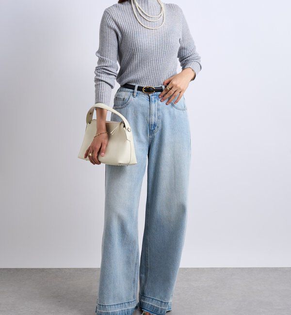  「《大人カジュアルに◎さりげない輝き》プチスパンコールリブニット」|シャツ・ブラウス|