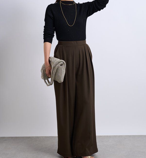  「《大人カジュアルに◎さりげない輝き》プチスパンコールリブニット」|シャツ・ブラウス|