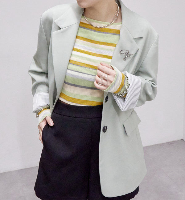  「ベルト付きテーラードジャケット」|その他|グリーン