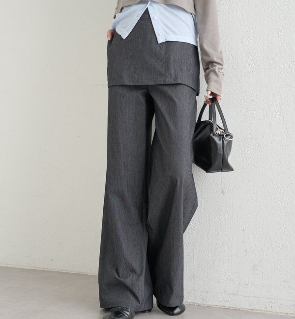  「レイヤードロングパンツ」|チノ|ブラック