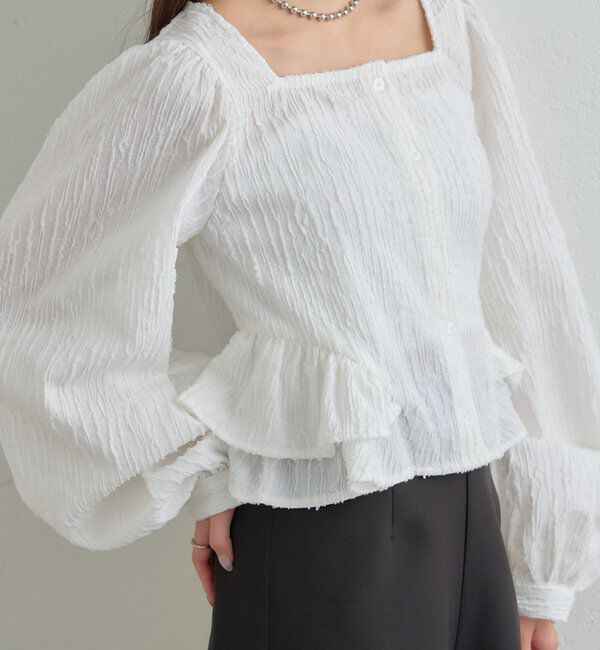  「ジャガード裾フリルブラウス」|シャツ・ブラウス|