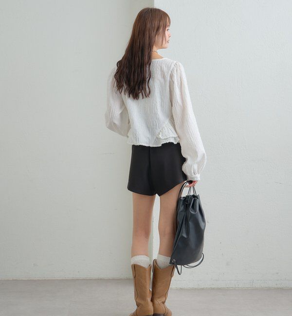  「ジャガード裾フリルブラウス」|シャツ・ブラウス|