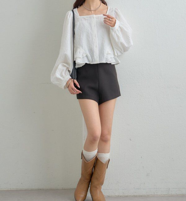  「ジャガード裾フリルブラウス」|シャツ・ブラウス|